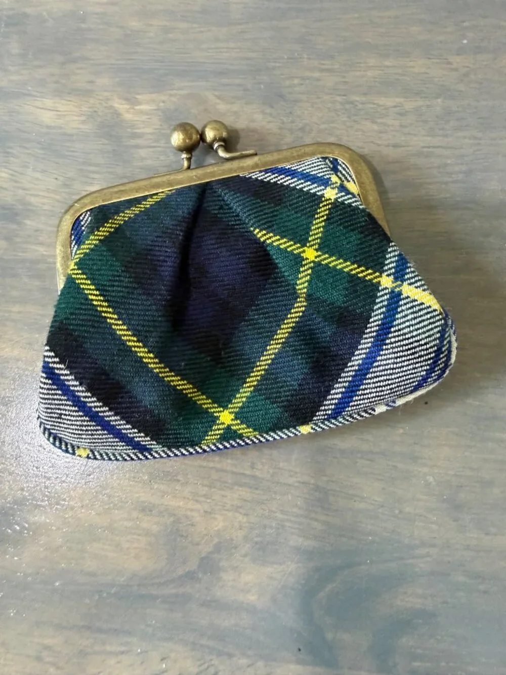 J Crew Checkered Coin Purse Wallet Kiss Lock